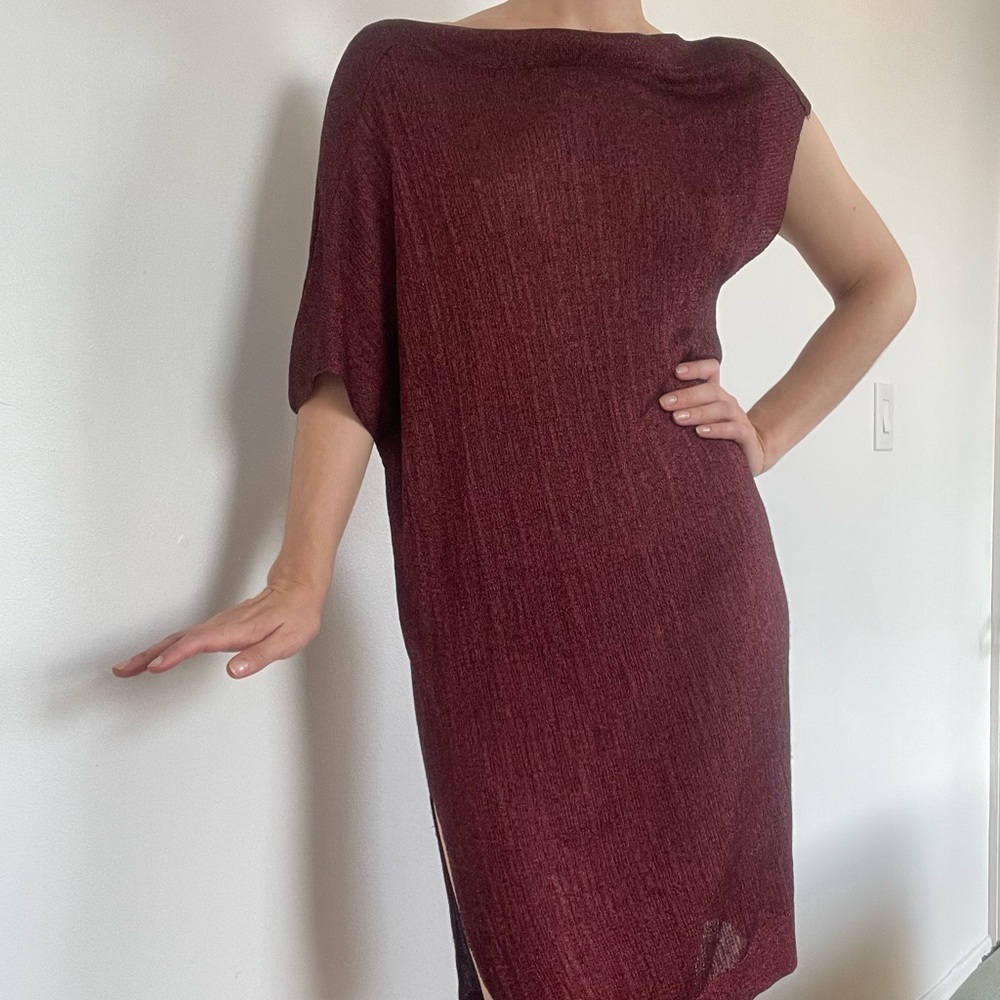 ZARA Red Sparkle Asymmetrical Knit Dress